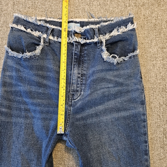 Show Me Your Mumu Lakefront Austin Distressed Raw Edges Boho Flare Jeans 30 - Picture 8 of 10
